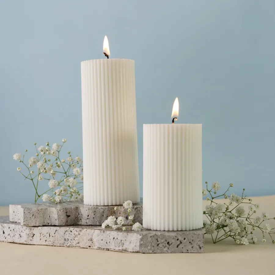 Ribbed Pillar Candle - Image 4